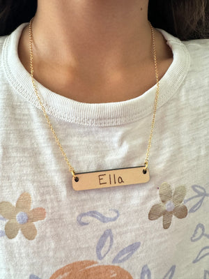 Custom Laser Engraved Wood Bar Necklace