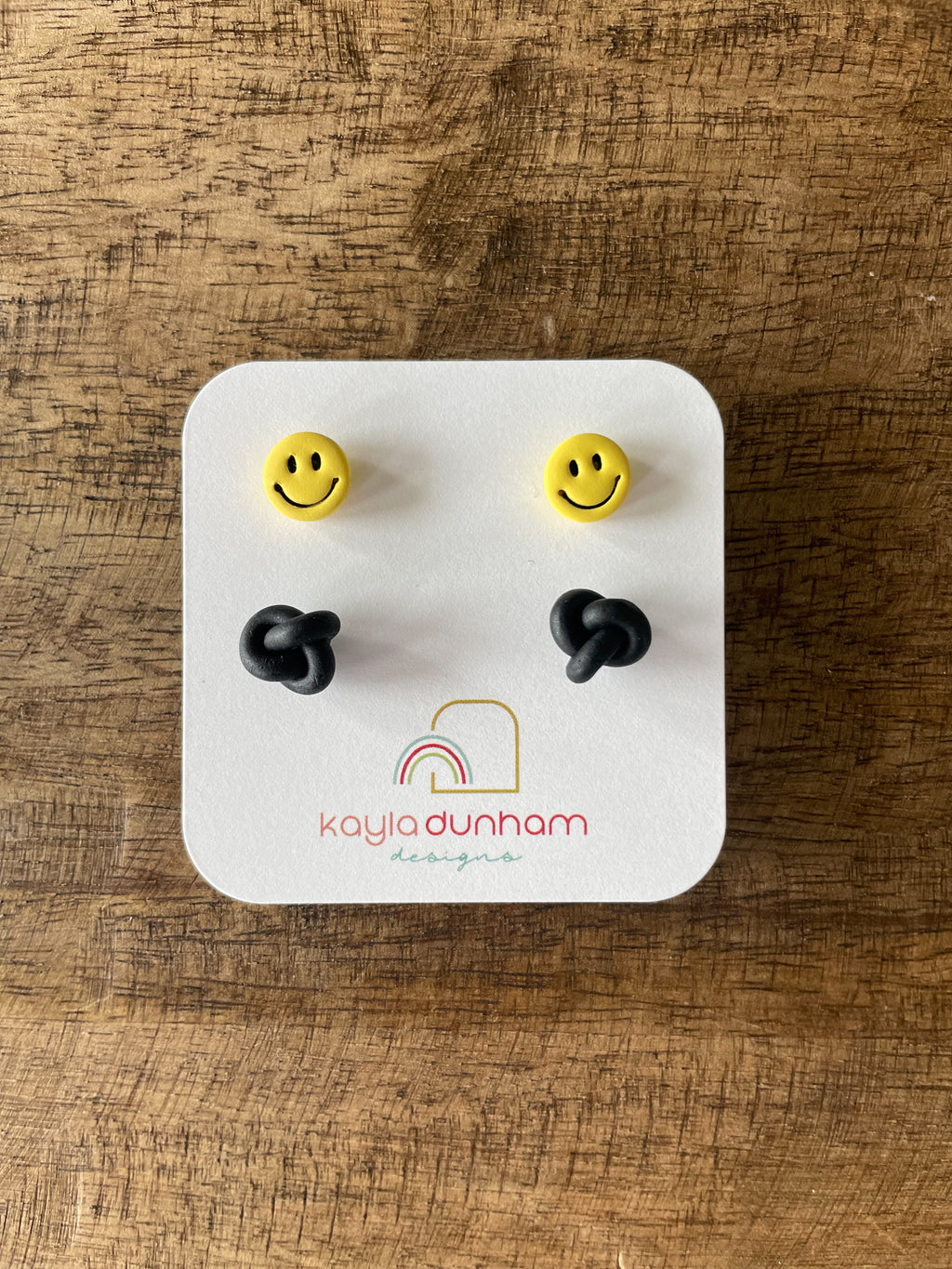 Smiley Face & Black Knot Stud Pack