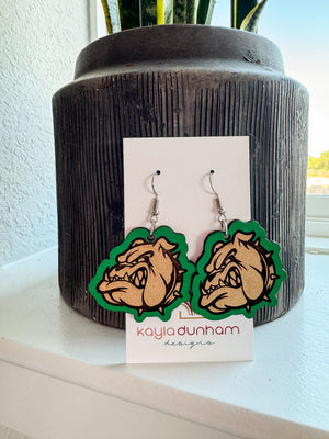 Bulldog Laser Engraved Earrings