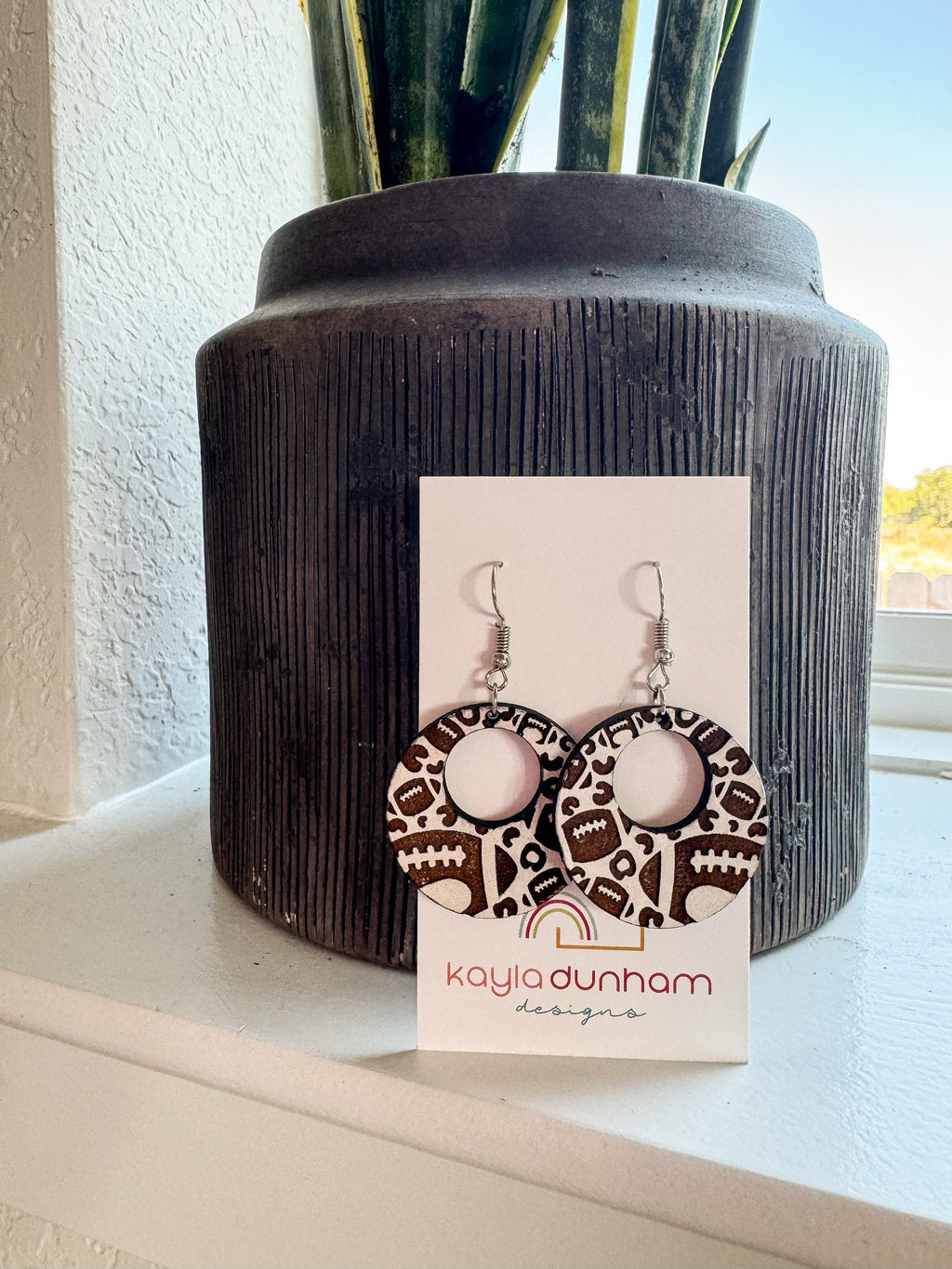 Football & Leopard Circle Dangle