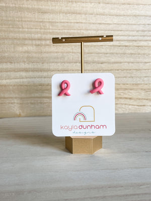 Pink Awareness Ribbon Studs